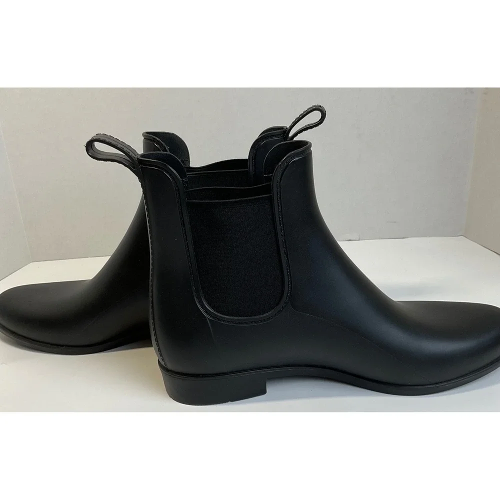 J.Crew Womens Matte Black Chelsea Rain Boots Ankle Waterproof C2499 Size 9